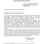 Scomparsa del Papa emerito Benedetto XVI